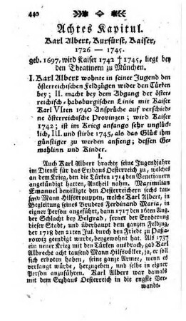 Achtes Kapitul. Karl Albert, Kurfuerst, Kaiser