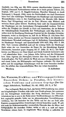 Waschinski, Emil :: Die Münz- und Währungspolitik des Deutschen Ordens in Preußen, ihre historischen Probleme und seltenen Gepräge, (Göttinger Arbeitskreis, Veröffentichung, 60) : Göttingen, 1952