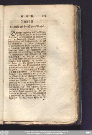Inhalt des sechs und dreyßigsten Buchs.