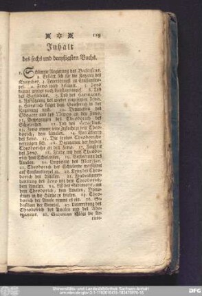 Inhalt des sechs und dreyßigsten Buchs.