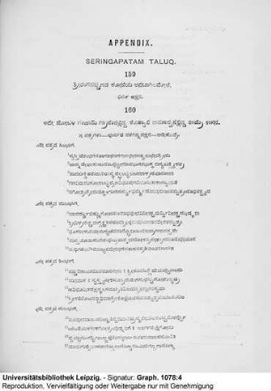 Appendix (Seringapatam Taluk and Nañjangūḍ Taluk)