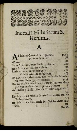 Index II. Historiarum & Rerum.