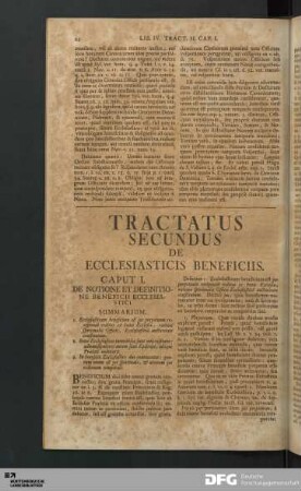 Tractatus Secundus De Ecclesiasticis Beneficiis.