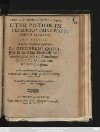 Uter Potior In Beneficio a Principe Duobus Concesso
