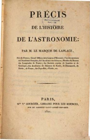 Précis de l'histoire de l'astronomie