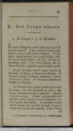 II. Del Corpo umano