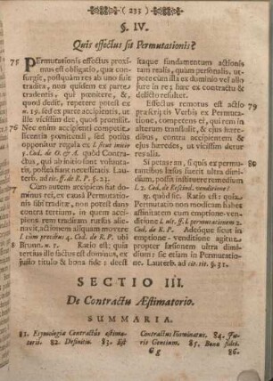 Sectio III. De Contractu Aestimatoria.