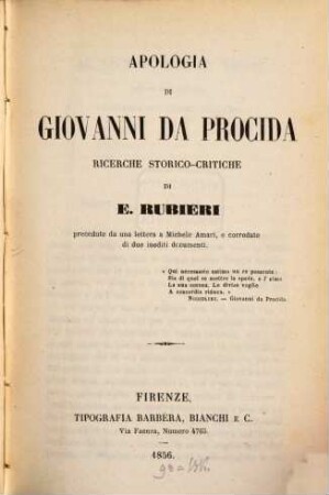 Apologia di Giovanni da Procida : Ricerche storico-critiche