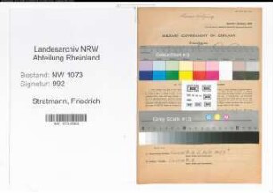 Entnazifizierung Friedrich Stratmann , geb. 28.06.1894 (Lehrer)