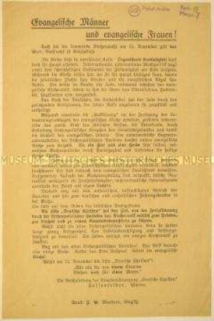 Programmatischer Wahlaufruf der Deutschen Christen anlässlich der Kirchenwahlen November 1932