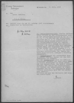 Weilstetten: Inspektionsbericht 1947