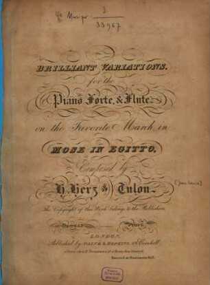 Brillant variations : for the piano forte & flute on the favorite march in Mosè in Egitto ; op. 42