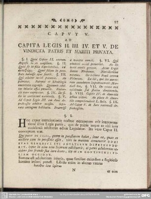 Caput V. Ad Capita Legis II. III. IV. Et V. De Vindicta Patris Et Mariti Privata