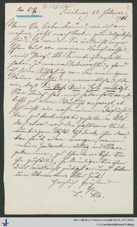 Brief von Schemann vom 22.02.1916.