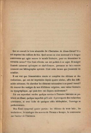 Essai bibliographique sur le livre De Imitatione Christi