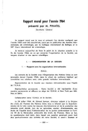 223-232, Rapport moral pour l'année 1964