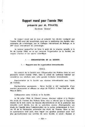 223-232, Rapport moral pour l'année 1964