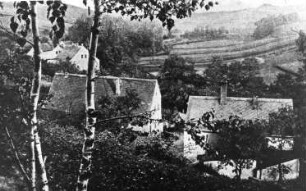 Triebischtal-Semmelsberg. Ortsansicht von Semmelsberg in der Garsebacher Schweiz, Ansichtskarte, Repro