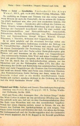 99 [Rezension] Natur, Geist, Geschichte