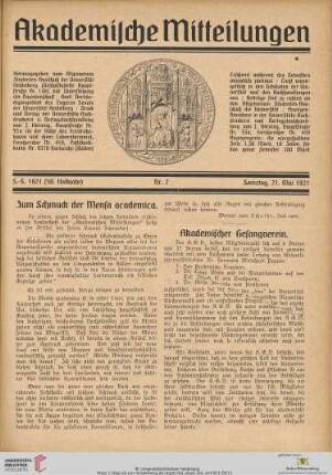 Nr. 2 (21. Mai 1921)