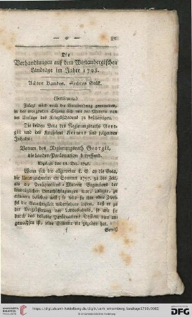 Achten Bandes Sechtes Stük