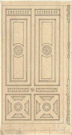 Gärtner, Friedrich von; München; Wittelsbacherpalast - Tür (Ansicht, Schnitt)