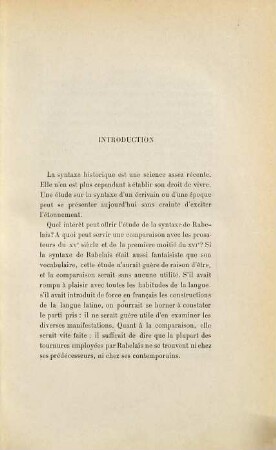 Étude sur la syntaxe de Rabelais comparée à celle des autres prosateurs de 1450 à 1550