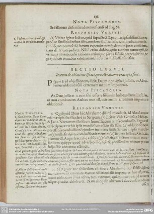 Sectio LXXVII. Iterum de oblatione Isaaci, quae Abrahamo praecepta fuit