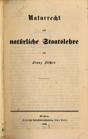 Naturrecht und natürliche Staatslehre