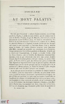 N.S. 6.1862: Fouilles exécutées au mont Palatin par les ordres et aux frais de l'Empereur