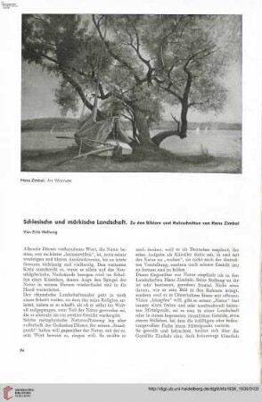 54: Schlesische und märkische Landschaft : zu den Bildnern und Holzschnitten von Hans Zimbal