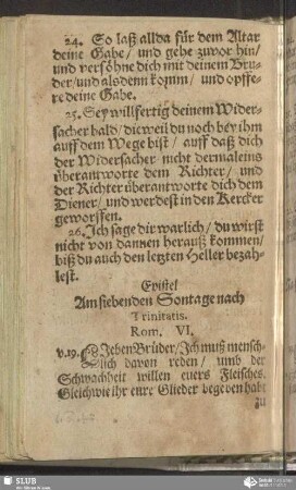 [Am siebenden Sontage nach Trinitatis]