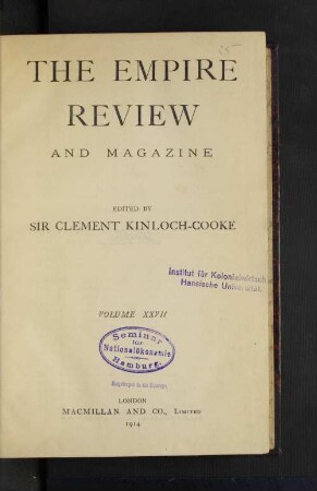 27.1914, Nos. 157-162 (February-July): The Empire review and journal of British trade