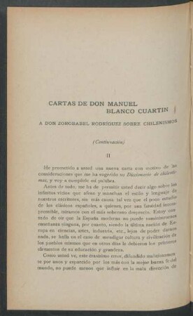 Cartas a Don Zorobabel Rodríguez sobre chilenismos - (Continuación)
