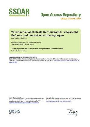 Vereinbarkeitspolitik als Karrierepolitik - empirische Befunde und theoretische Überlegungen