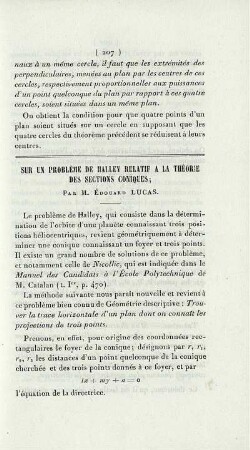 Sur un problème de halley relatif a la théorie des sections coniques.