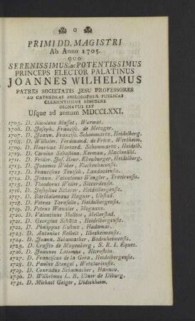 Primi DD. magistri ab anno 1705.