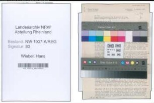 Entnazifizierung Hans Wiebel , geb. 08.08.1897 ()