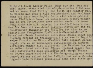 Lieber Willy- Dank für Ztg.-Das Hchbamt ändert etwas viel...