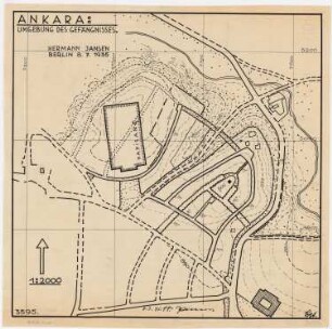 Gesamtbebauungsplan Ankara Teilbebauungsplan äußere Stadt: Grund- und Lageplan 1:2000, Gefängnis und Umgebung, Bebauungsvorschlag