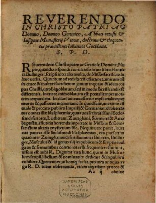 Sacerdotii Ac Sacrificii Novae Legis Defensio, Aduersus Vuolfgangi Musculi, Augustae Concionantis Arrosiones