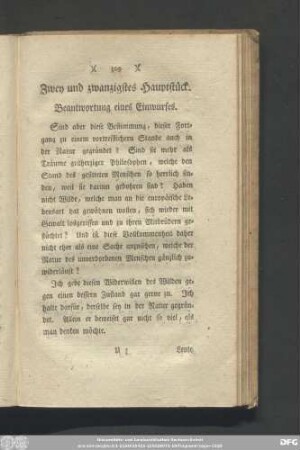 Zwey und zwanzigstes Hauptstück. Beantwortung eines Einwurfes.
