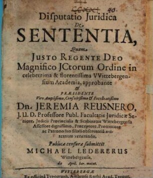 Disp. iur. de sententia
