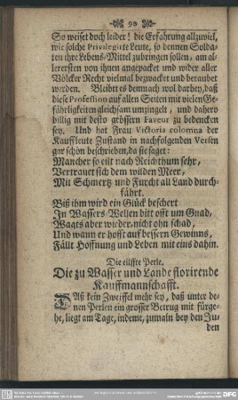 Die eilffte Perle. Die zu Wasser und Lande florirende Kauffmannschafft