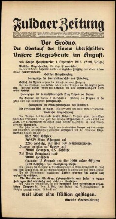 Ausgabe vom Mittwoch, den 01. September 1915.