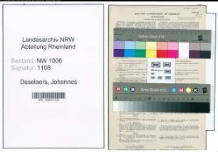 Entnazifizierung Johannes Deselaers , geb. 16.02.1915 (Landw.Gehilfe)