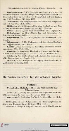 Hülfswissenschaften für die schönen Künste