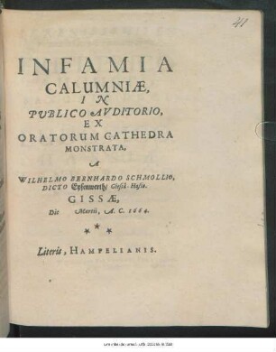 Infamia Calumniae