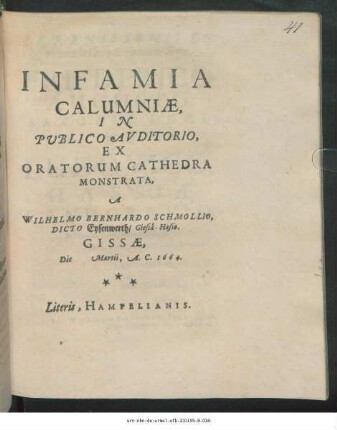 Infamia Calumniae