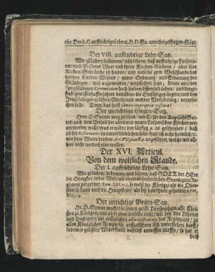 Der XVI. Articul. Von dem weltlichen Stande.